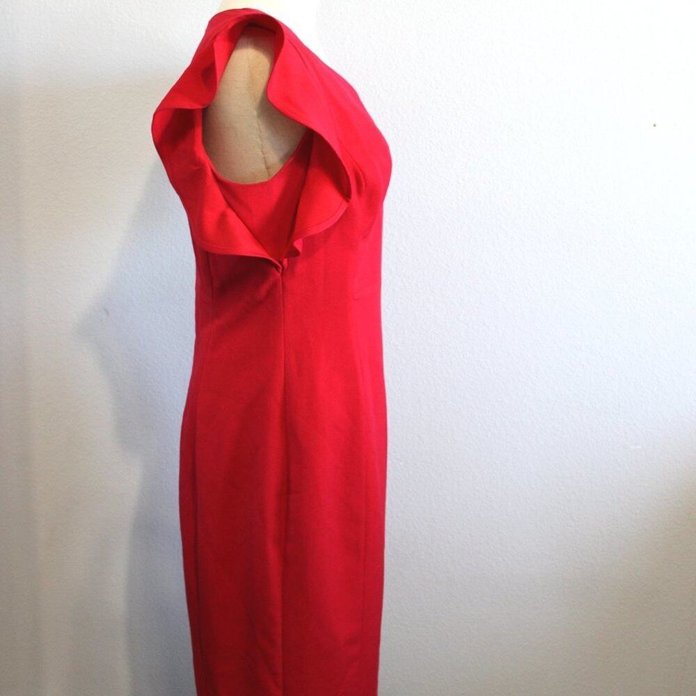 XOXO Flutter Sleeve V-Neck Red Sheath Dress - Size 9/10 - Picture 7 of 9